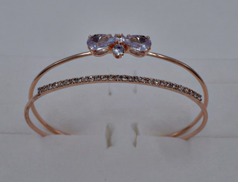 B-10014 Rose Gold Bracelet with American Diamond Stones Elegant Jewelry for Women & Girls