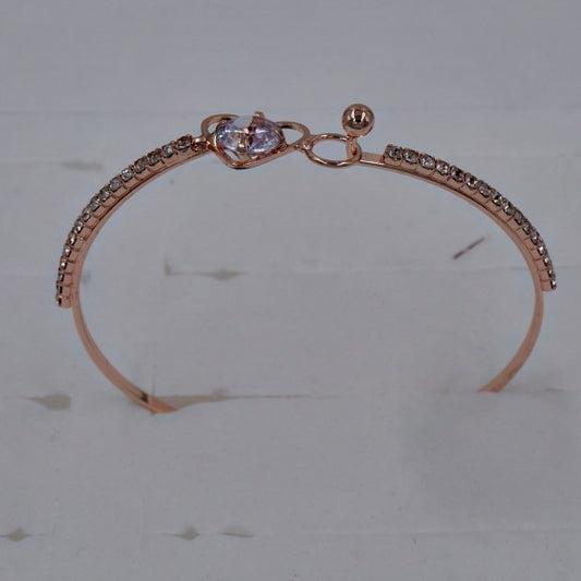 B-1008 Rose Gold Bracelet with American Diamond Stones Elegant Jewelry for Women & Girls