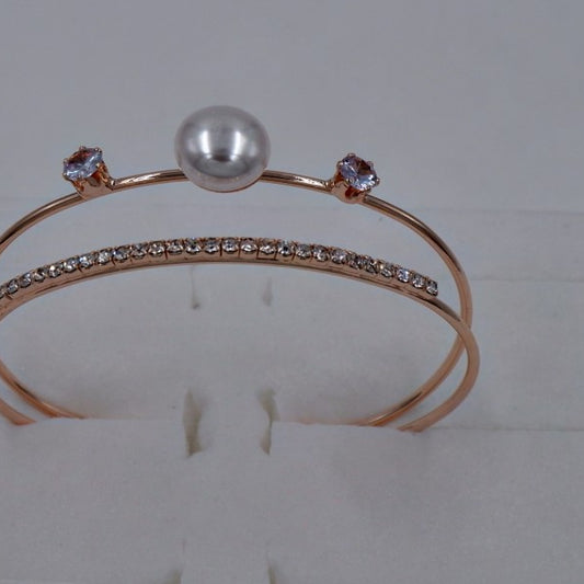 B-10013 Rose Gold Bracelet with American Diamond Stones Elegant Jewelry for Women & Girls