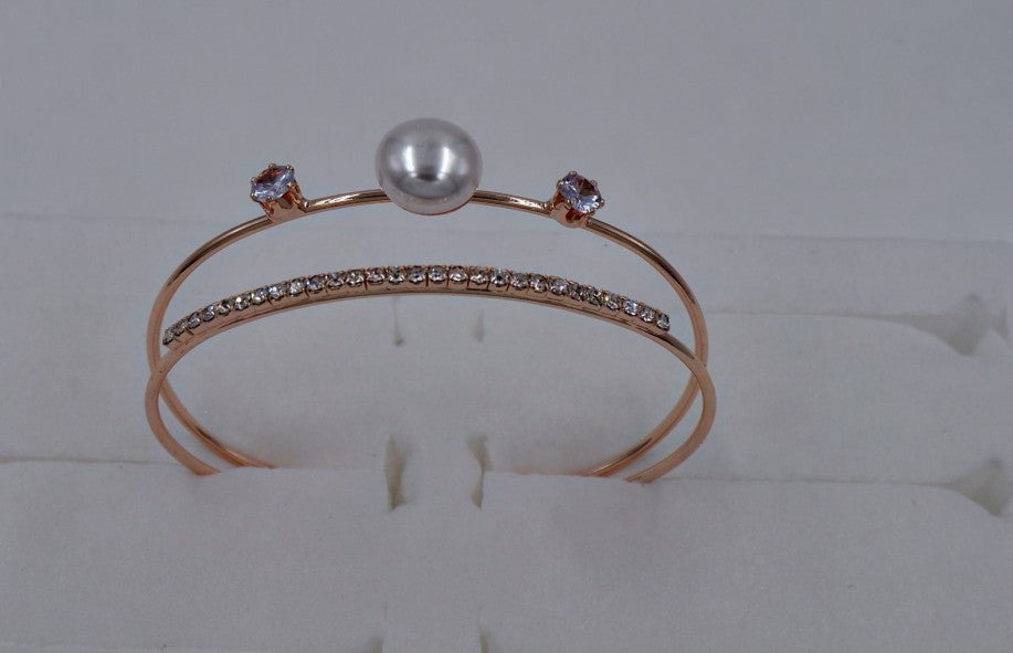 B-10013 Rose Gold Bracelet with American Diamond Stones Elegant Jewelry for Women & Girls