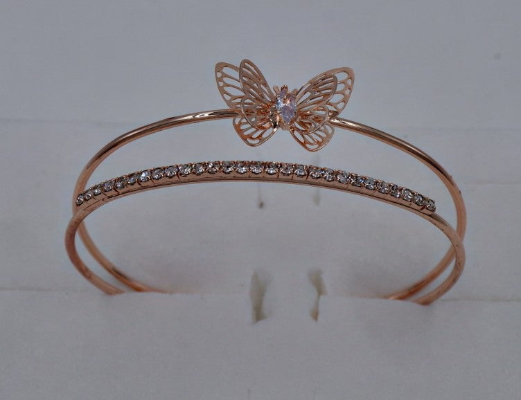 B-10011 Rose Gold Bracelet with American Diamond Stones Elegant Jewelry for Women & Girls