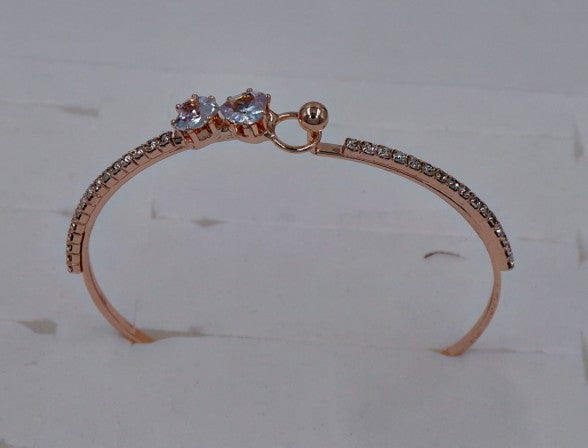 B-1006 Rose Gold Bracelet with American Diamond Stones Elegant Jewelry for Women & Girls