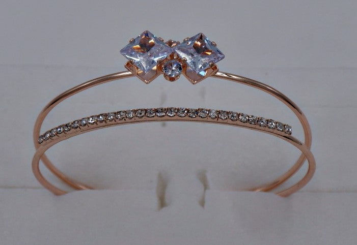 B-10012 Rose Gold Bracelet with American Diamond Stones Elegant Jewelry for Women & Girls