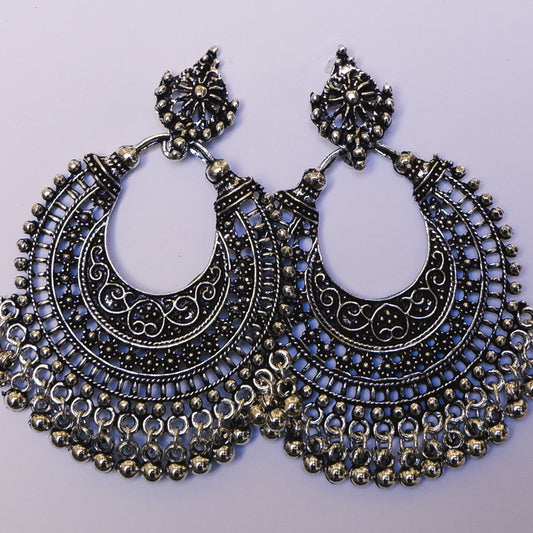 E-10017 Silver Dangle Drop Earrings Navratri Jewellery for Girls & Women