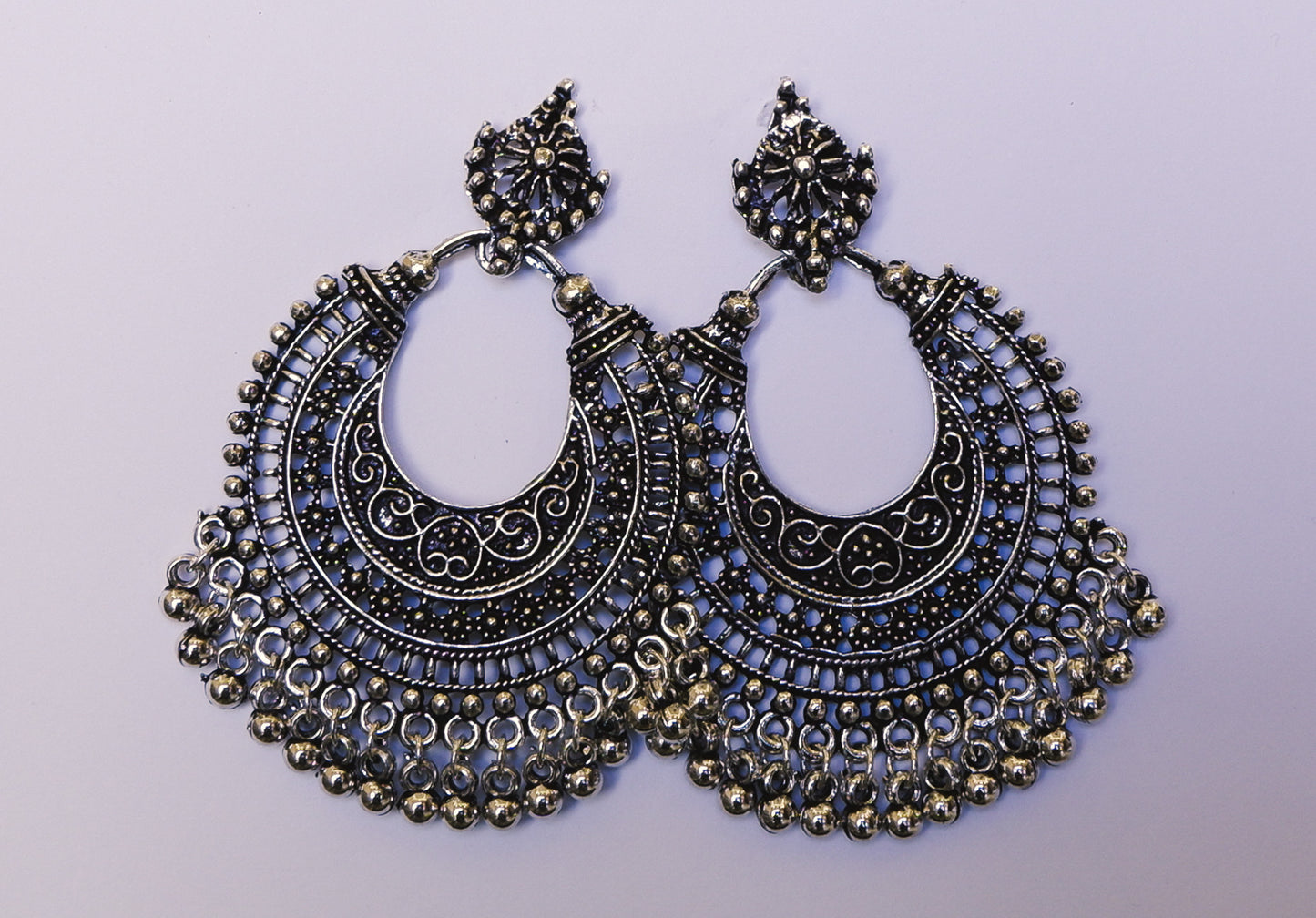 E-10017 Silver Dangle Drop Earrings Navratri Jewellery for Girls & Women